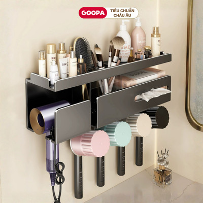 Kệ đựng đồ nhà tắm, kệ máy sấy GOOPA chất liệu thép carbon, lắp đặt dán tường, khoan tường