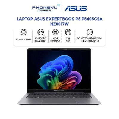 Laptop Asus ExpertBook P5 P5405CSA-NZ0017W (Ultra 7-258V/ 32GB/ 1TB/ Win 11 Home) - Bảo hành 24 tháng