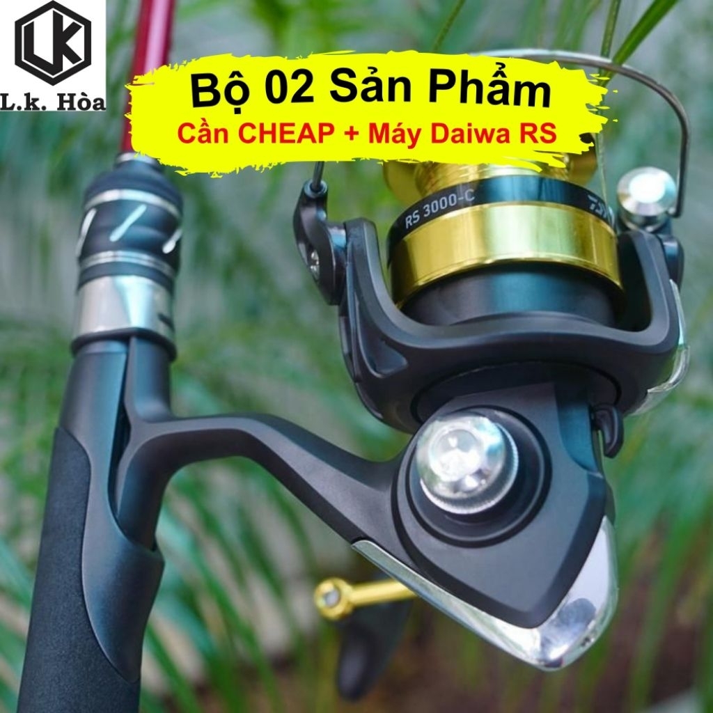 [TẶNG CHUỘT TRƠN LK] BỘ 2 SẢN PHẨM CẦN CÂU CHEAP LK VÀ MÁY DAIWA RS, BỘ CẦN MÁY CHUYÊN CÂU LURE