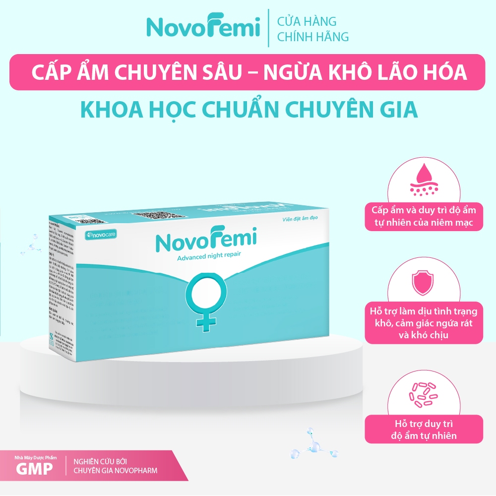 Novofemi Xanh - Cẩp ẩm, duy trì màng ẩm tự nhiên, hỗ trợ phục hồi vùng da nhạy cảm