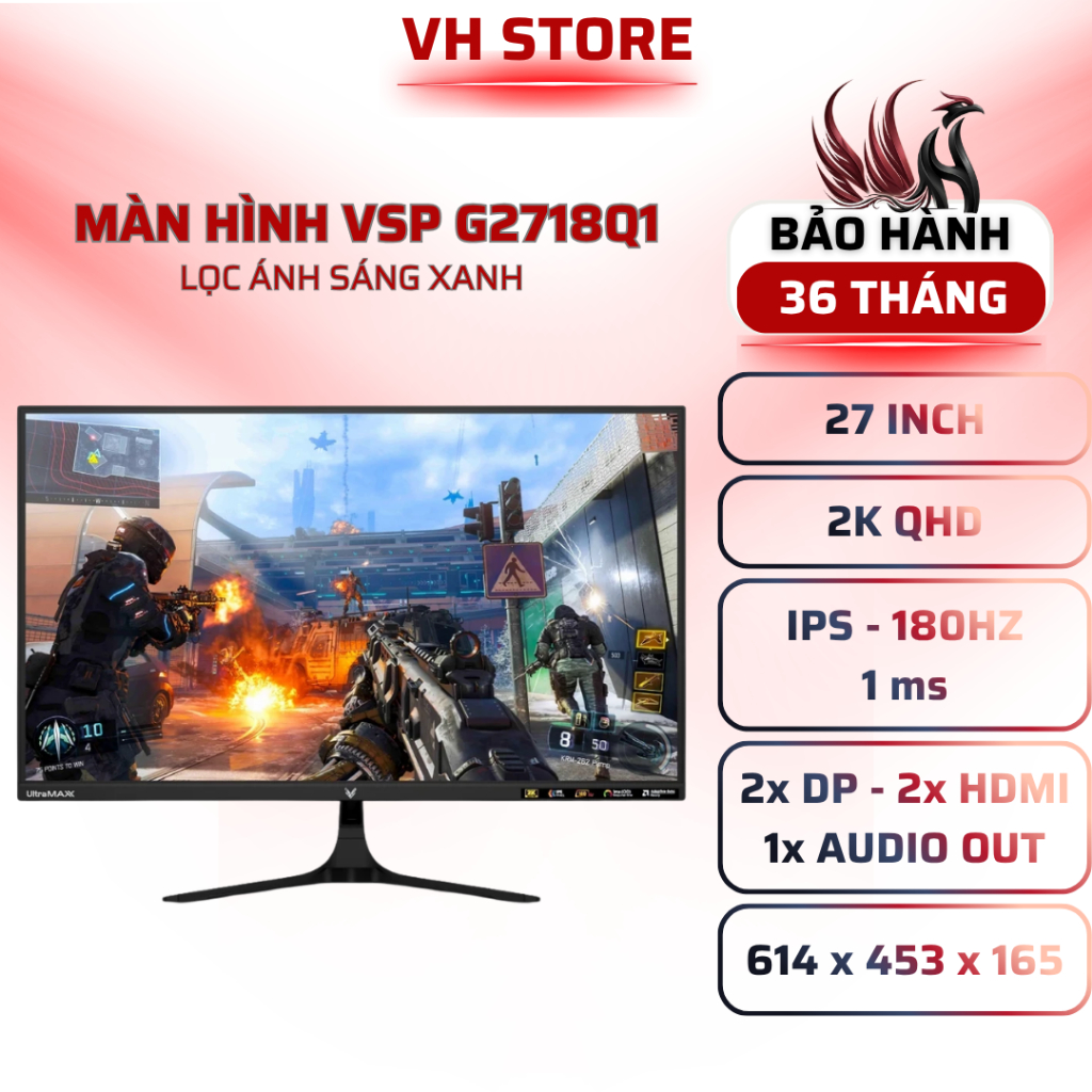 Màn Hình VSP G2718Q1 27" 2K IPS 180Hz 1ms FreeSync HDR - BẢO HÀNH 36 THÁNG - VHSTORE