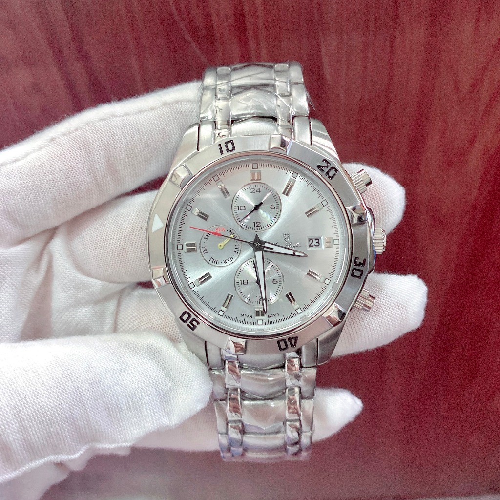 Đồng hồ đeo tay nam thể thao 0asis OP máy pin size 44mm fullbox dây kim loại cao cấp chống nước