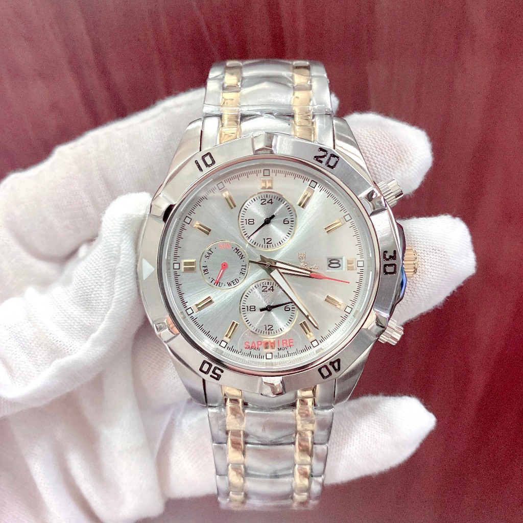 Đồng hồ đeo tay nam thể thao 0asis OP máy pin size 44mm fullbox dây kim loại cao cấp chống nước