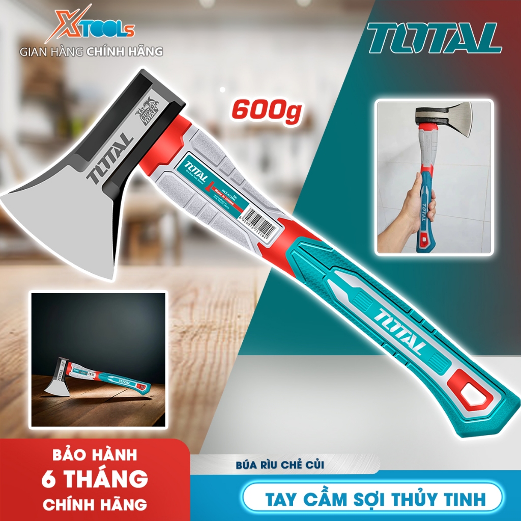 Búa rìu đa năng TOTAL THAX061600L búa đóng đinh, tay cầm sợi thủy tinh, trọng lượng 600g, rìu chặt c