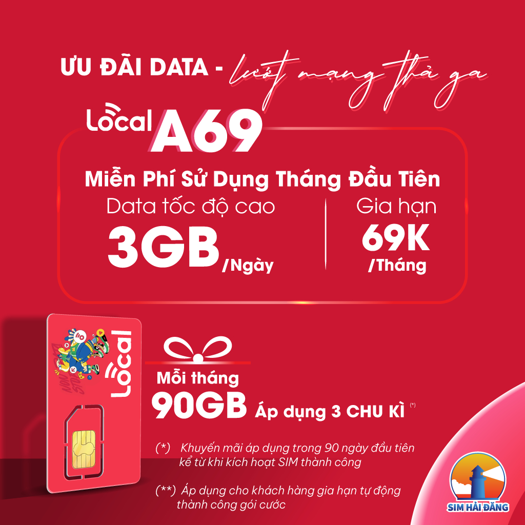 SIM 4G/5G MOBIFONE LOCAL A69, 2GB/Ngày, Duy Trì 69k