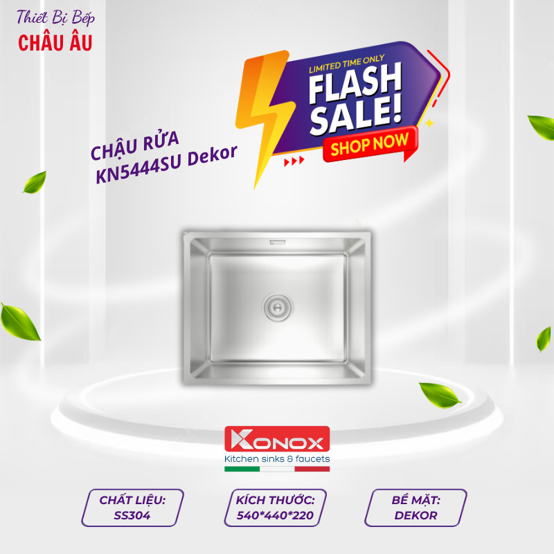 Chậu rửa chén Konox Dekor KN5444SU mang thiết kế tối giản nhưng cực kỳ tinh tế