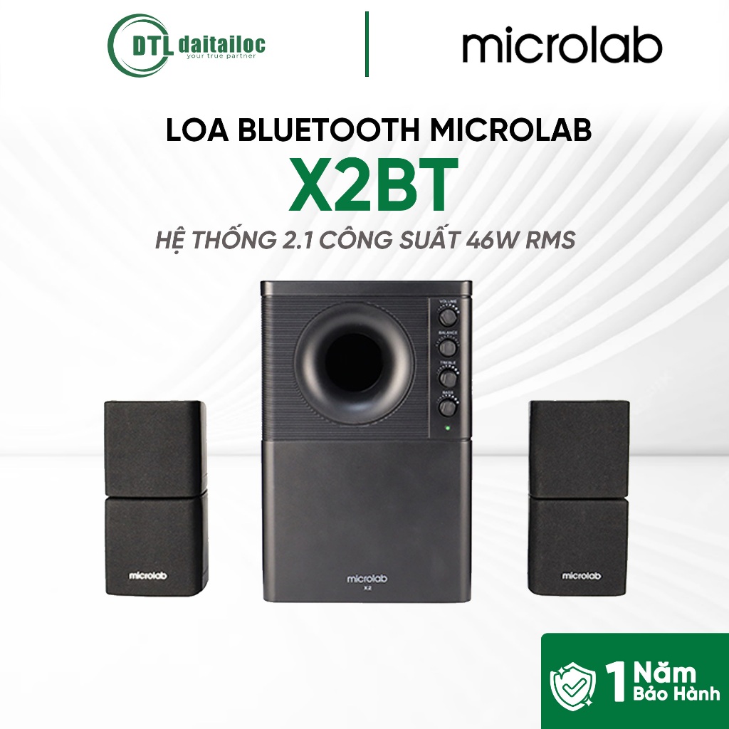 LOA BLUETOOTH MICROLAB X2BT HỆ THỐNG 2.1 CÔNG SUẤT 46W RMS | CHÍNH HÃNG | BẢO HÀNH 12 THÁNG