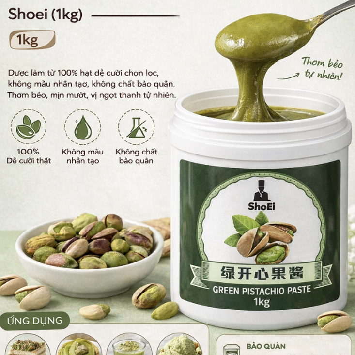 Paste dẻ cười/ Green Pistachio Shoei (Gói chia 100g)