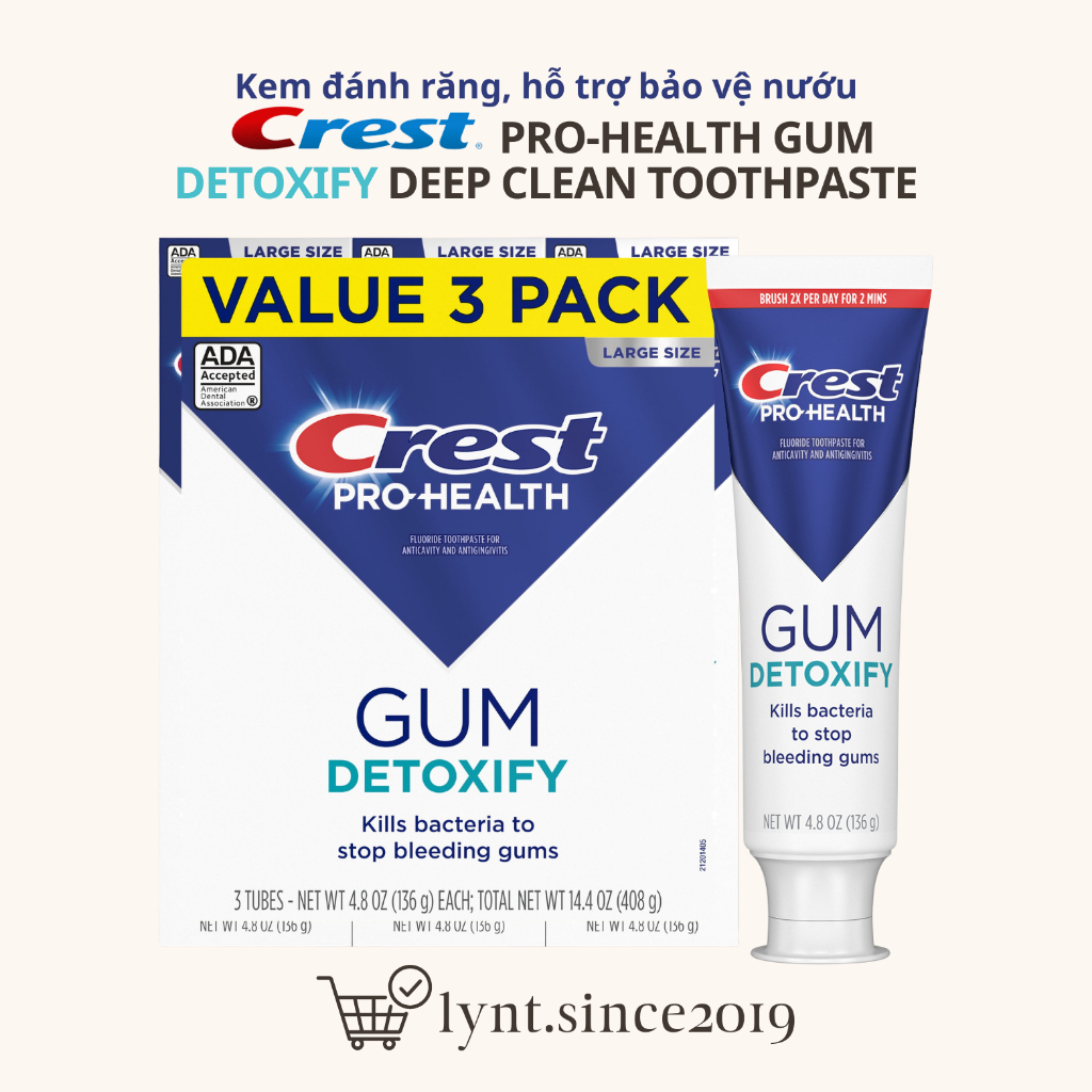 [Hàng Mỹ] Kem đánh răng Crest Pro Health Gum Detoxify Toothpaste - Deep Clean