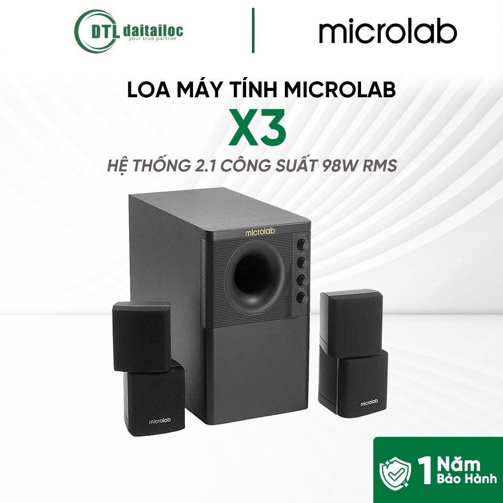 LOA MÁY TÍNH MICROLAB X3 HỆ THỐNG 2.1 CÔNG SUẤT KHỦNG 98W RMS | CHÍNH HÃNG | BẢO HÀNH 12 THÁNG