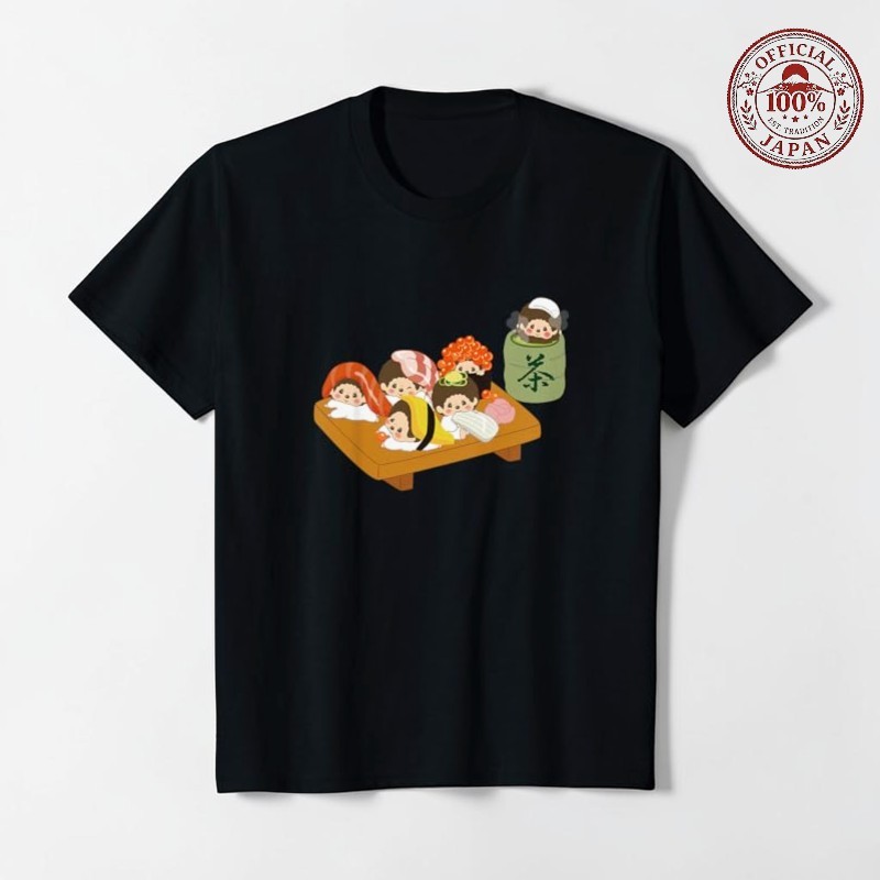 Monchhichi Graphic Sushi T-Shirt, Black, Shipped from Japan