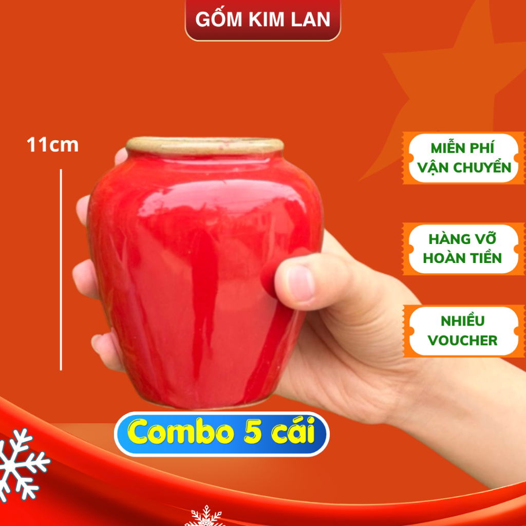 Combo 5 Lu Bia, Lu Uống Nước, Lu uống bia, chất liệu gốm sứ, sản xuất tại bát tràng, thể tích 400-45