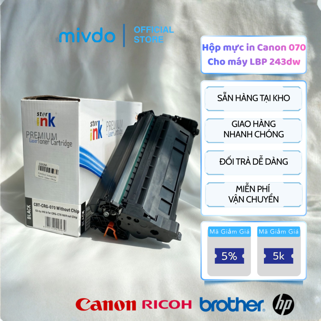 Hộp Mực Canon 070 Cho LBP243dw 246dw MF465dw MF469x Cartridge Star Không Chip 1 Hộp In Đậm Nét Ổn Đị