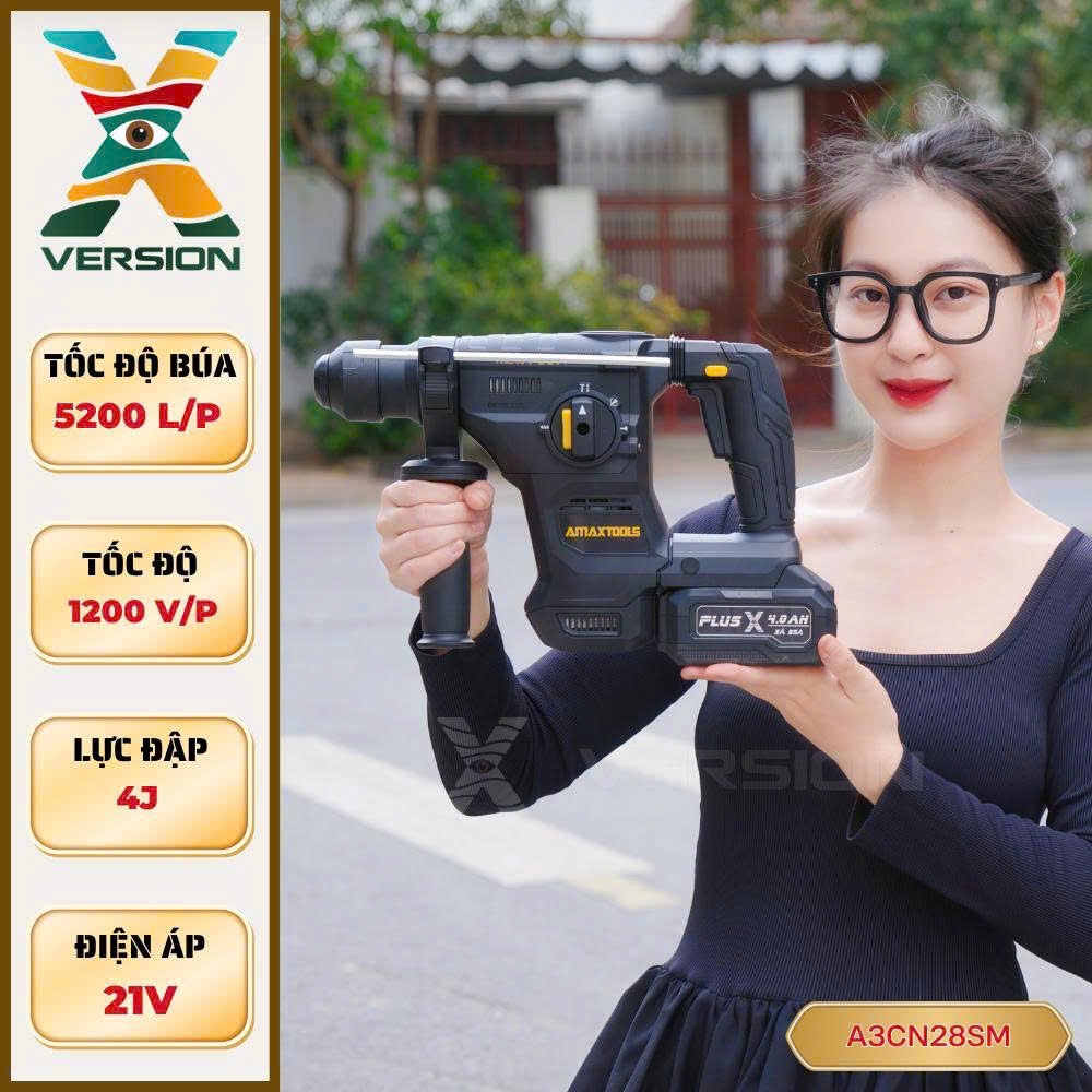 Máy Khoan Bê Tông Dùng Pin Amax A3CN28SM bảo hành 8thang-Xversion