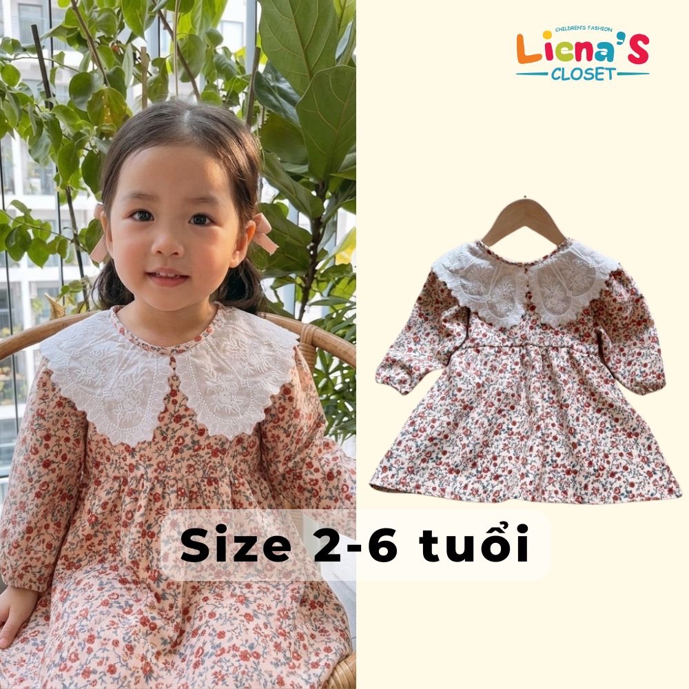Váy Nhung Tăm Hoa Nhí Cho Bé Gái 2-6 Tuổi