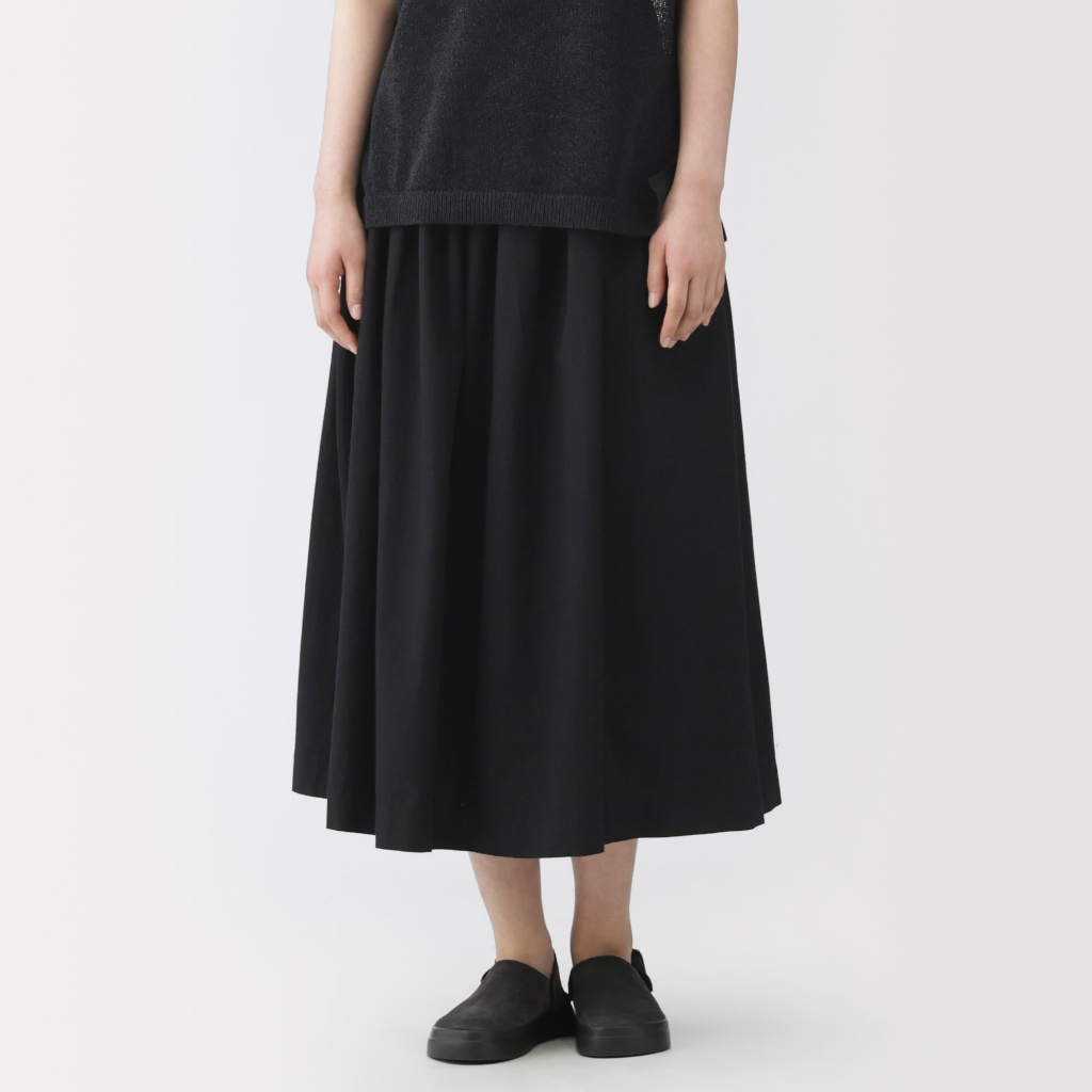 [LABO] MUJI Chân Váy Pha Cotton Và Sợi Washi Xếp Ly