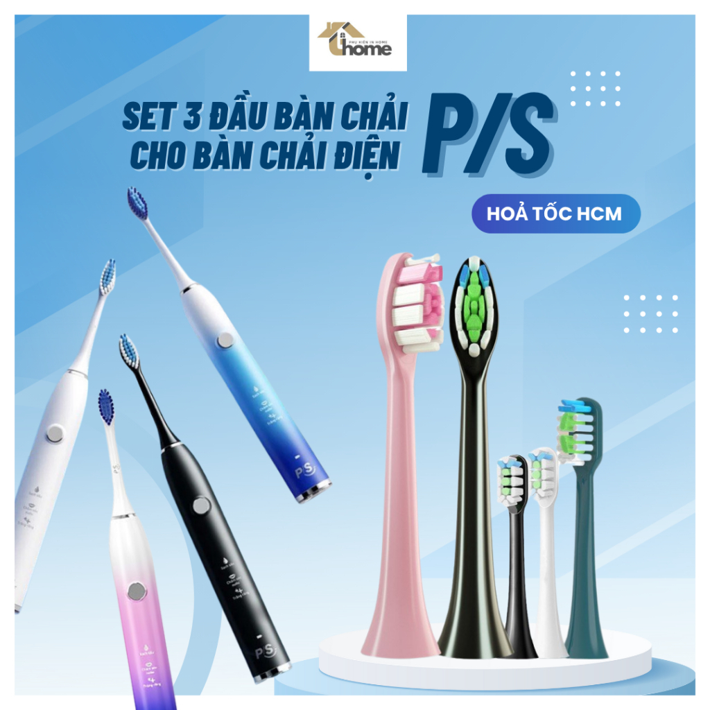 ombo 3 đầu PS S100 PRO bàn chải thay thế cho bàn chải đánh răng điện_Phụ kiện TH