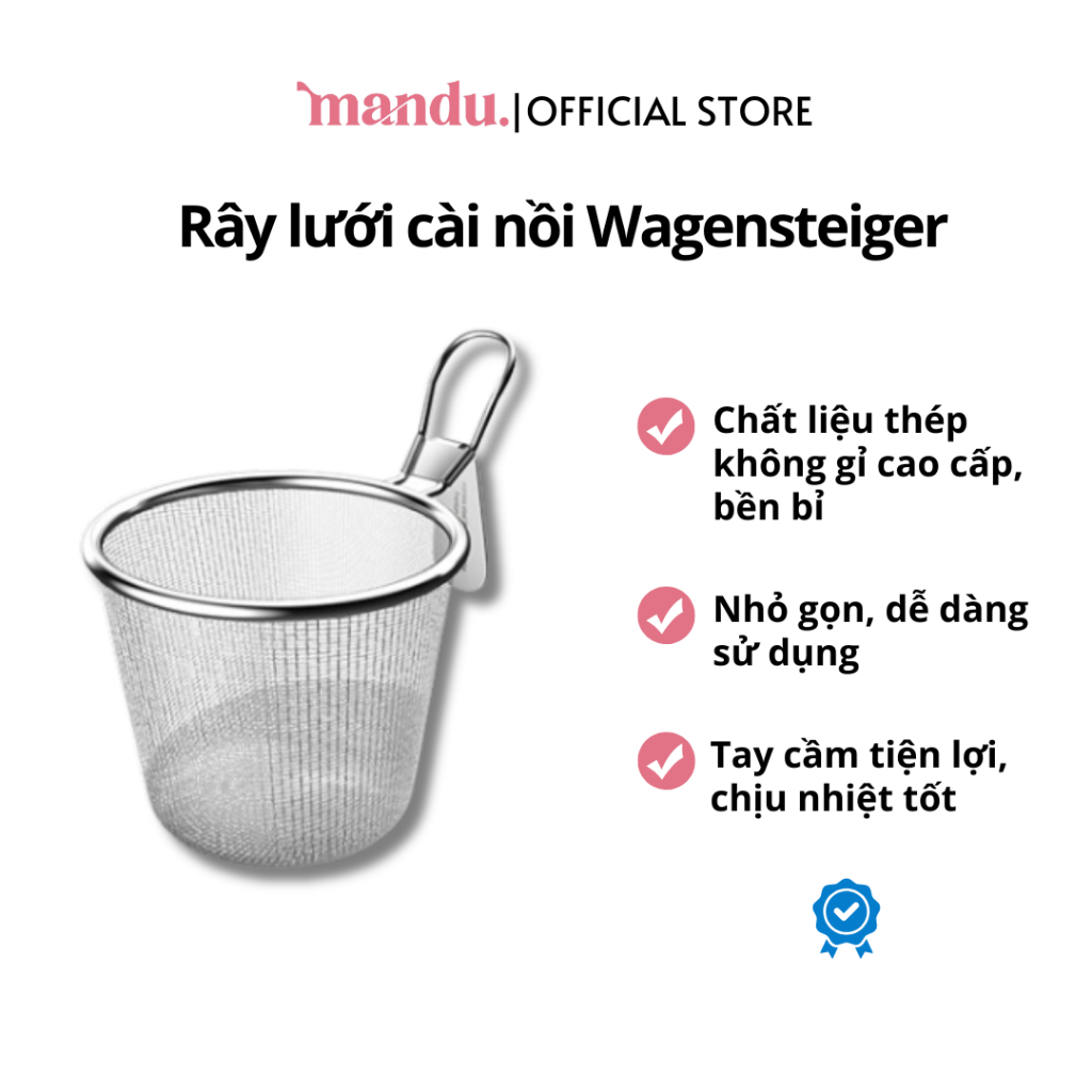 Rây lưới cài nồi inox 304 cao cấp Wagensteiger, tiện lợi, đa năng, an toàn