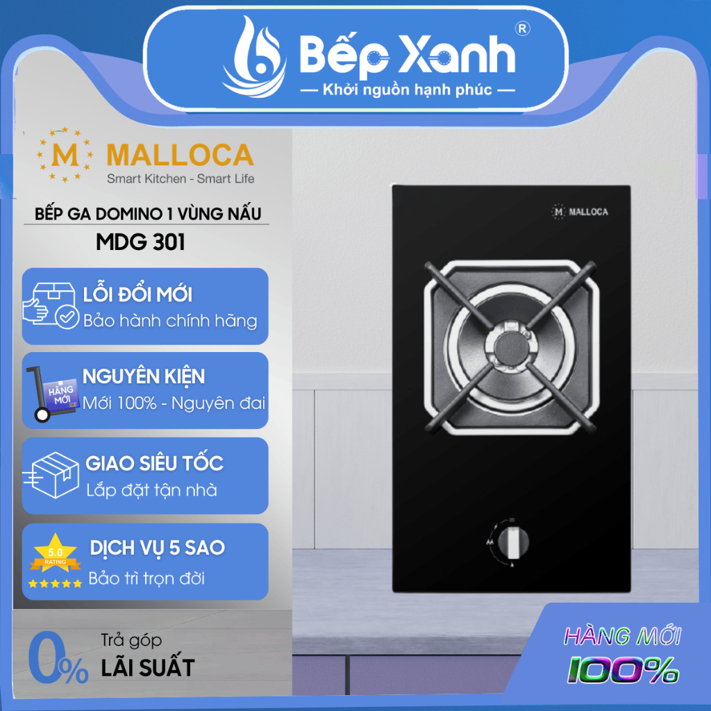 Bếp gas âm DOMINO Malloca MDG 301 - Công suất 4600W, Mâm đốt Sabaf Ý