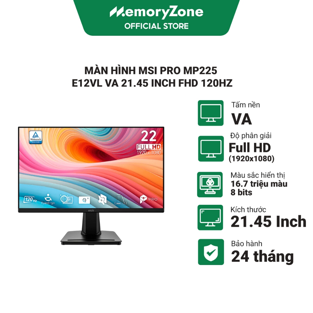 Màn hình MSI PRO MP225 E12VL VA 21.45 inch FHD 120Hz - Bảo hành 24 tháng