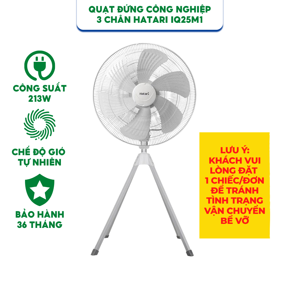 Quạt đứng công nghiệp 4 chân HATARI IQ25M1 - Hàng chính hãng bảo hành 36 tháng, Động Cơ Bạc Đạn