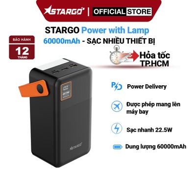 Sạc dự phòng StarGO Power with Lamp 60000mAh 22.5W nhiều cổng kết nối có đèn pin tích hợp