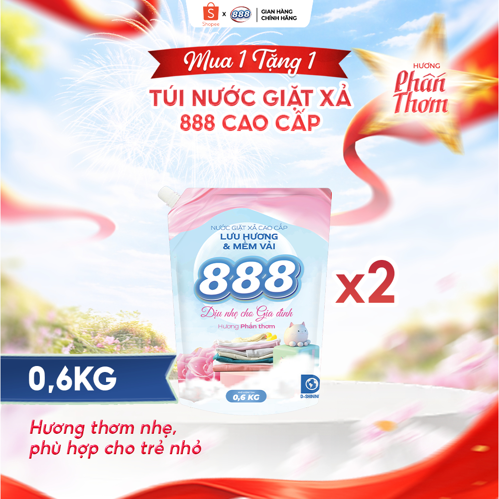 [Chỉ 24K/Túi] Combo 2 túi NƯỚC GIẶT XẢ 888 - Hương Phấn Thơm/ Hương Bali Paris/ Hương Nước Hoa Cao Cấp 0.6kg