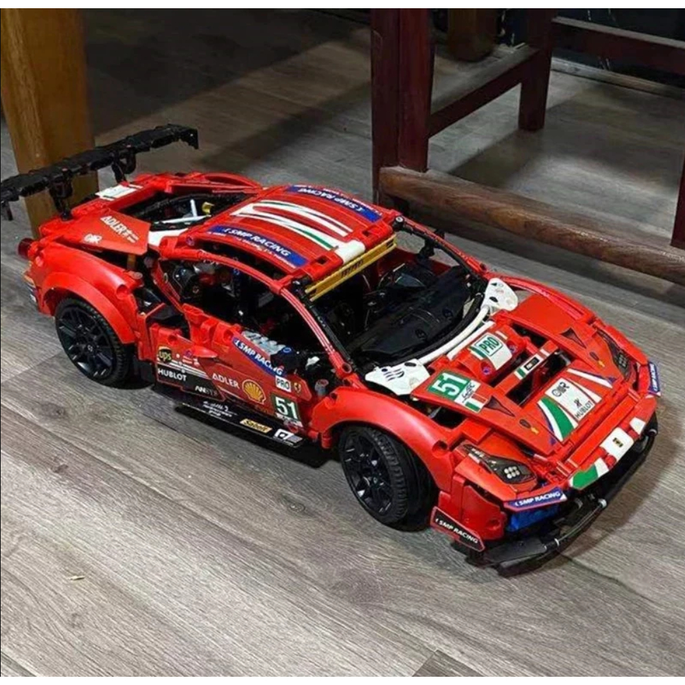 Mô hình lắp ráp Siêu xe Ferari 488 GTE AF Corse tỉ lệ 1:10 1642 PCS bảo hành 1:1 bởi Toys Pinochino