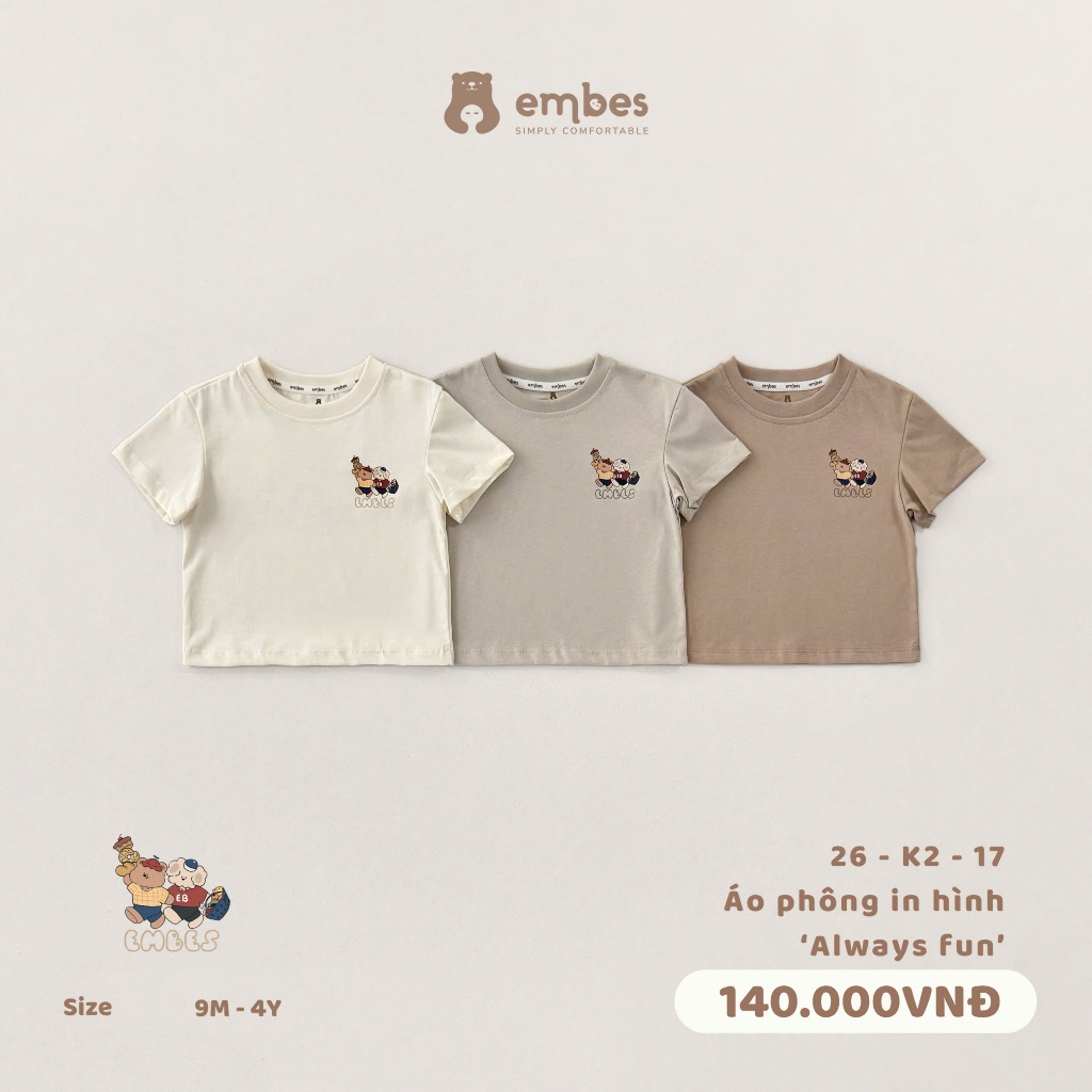 Embes áo phông (26-k2-17) / Áo Phông Grocery Day Embes chính hãng cho bé mềm mịn