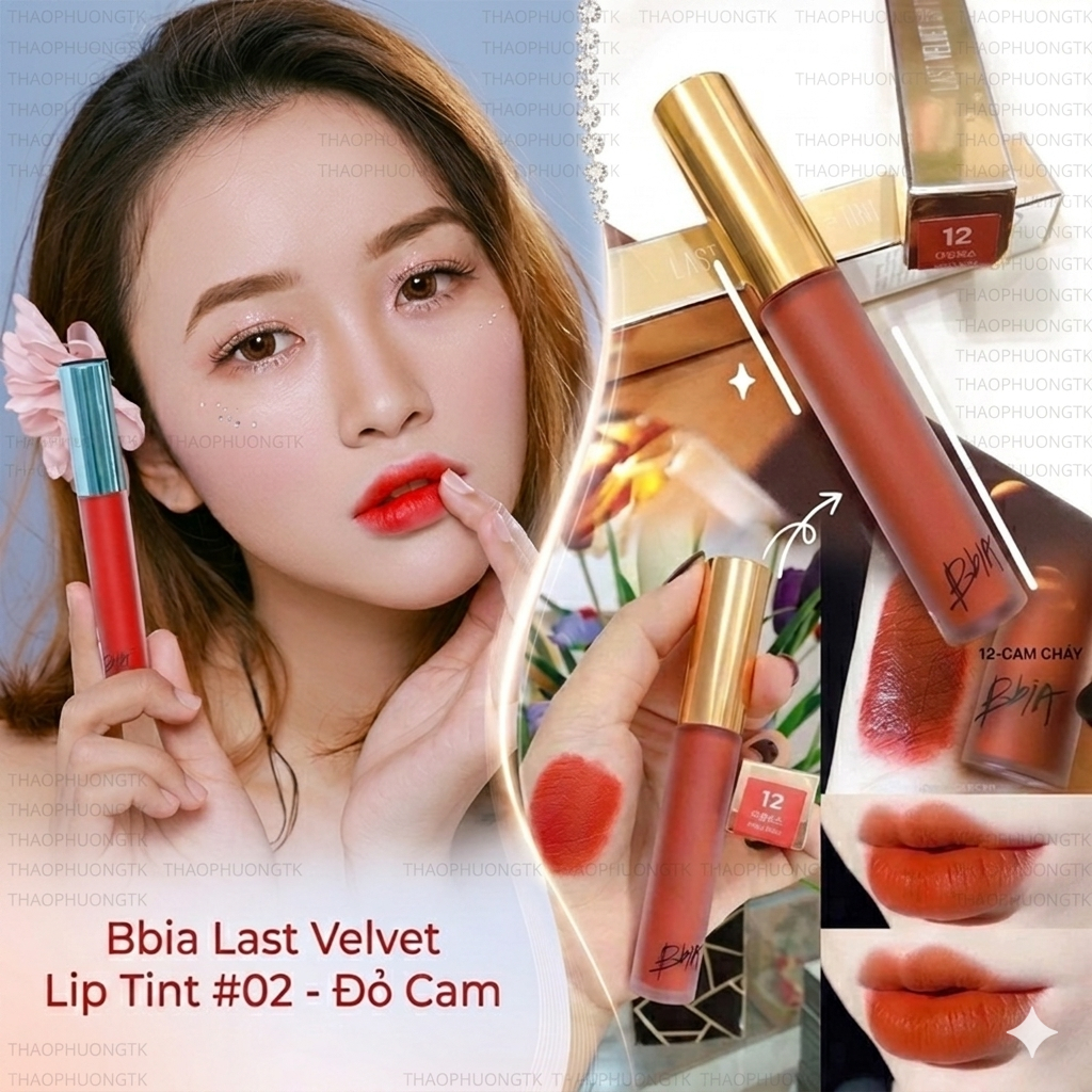 Son Kem Lì Bbia Last Velvet Lip Tint - Phiên Bản Siêu Mịn Mượt, Chuẩn Màu, Son Kem Lì Bbia 02, Son B