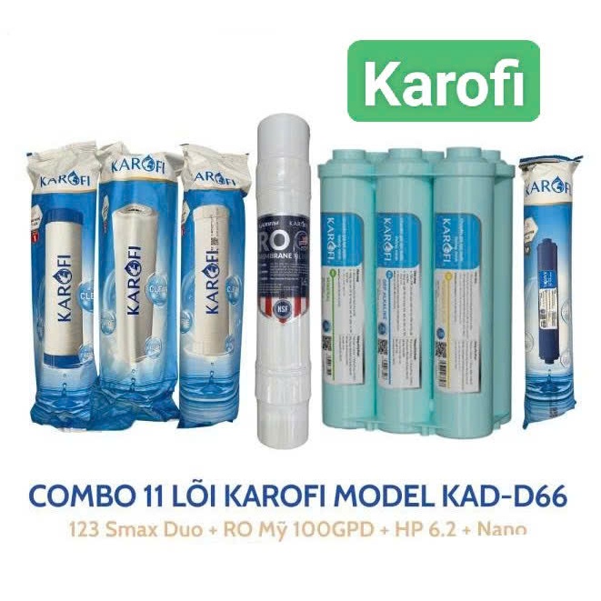 Bộ 11 Lõi Lọc KAROFI - Hàng chính hãng -  Dùng thay cho máy nóng lạnh KAD-D66