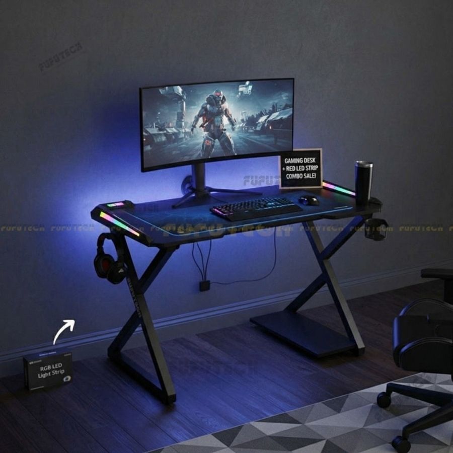 Bàn Gaming, Làm Việc 1m2, 1m4 X RAZER FUFUTECH, Thiết Kế Hiện Đại, Chắc Chắn, Tích Hợp Phụ Kiện Gaming | BigBuy360 - bigbuy360.vn