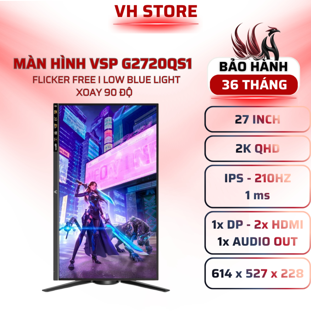 Màn Hình Gaming VSP G2720QS1 27" 2K IPS 210Hz 1ms - BẢO HÀNH 36 THÁNG - VHSTORE