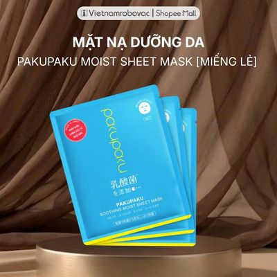 [Miếng lẻ] Mặt nạ HA cấp nước, phục hồi dành cho mọi loại da Pakupaku Moist Sheet Mask 25ml