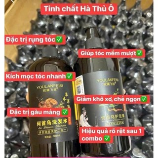 Dầu gội hà thủ ô sâm linh chi cặp chai 500ml siêu thơm