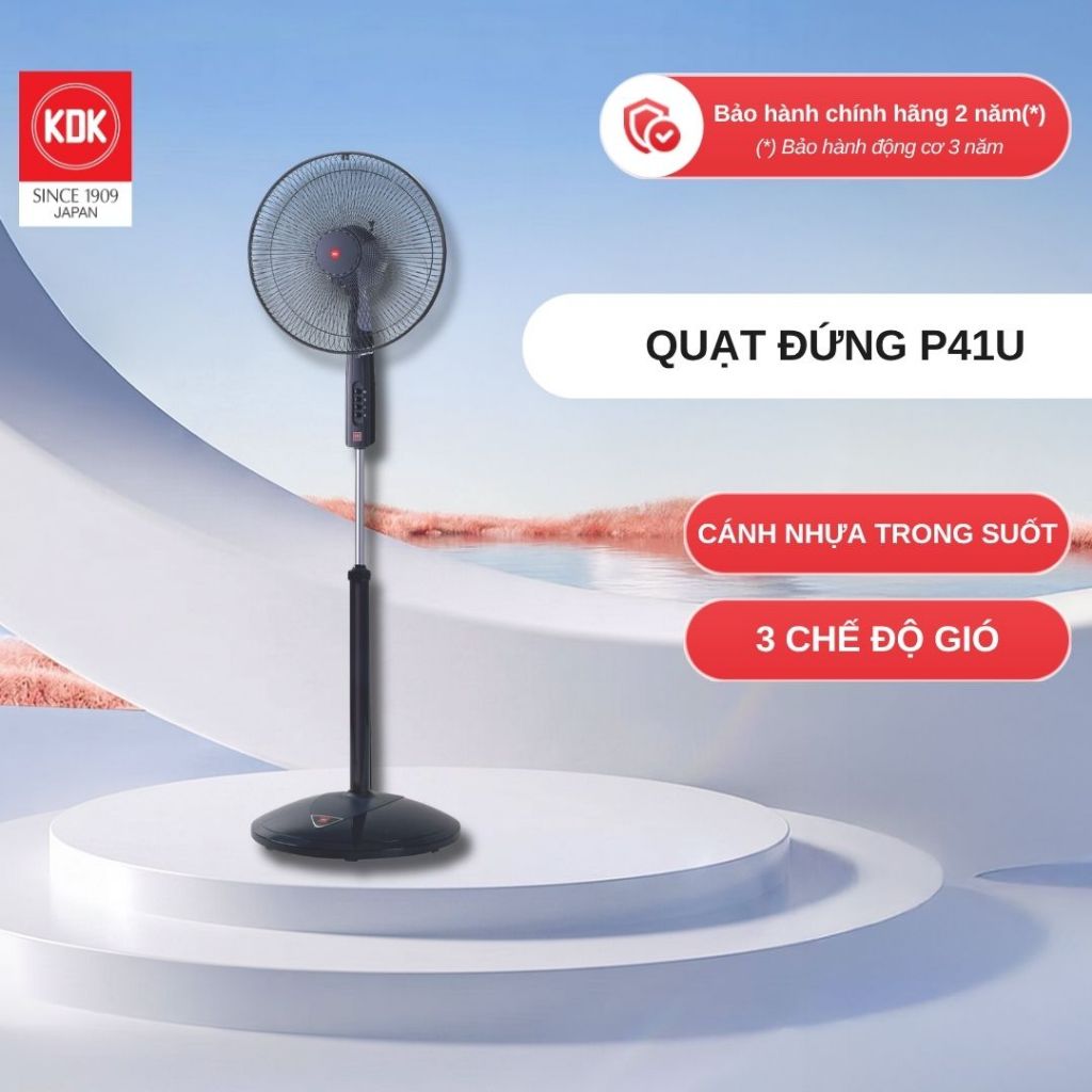 Quạt đứng KDK P41U, 3 cấp độ gió, hẹn giờ bật tắt, bảo hành chính hãng 24 tháng