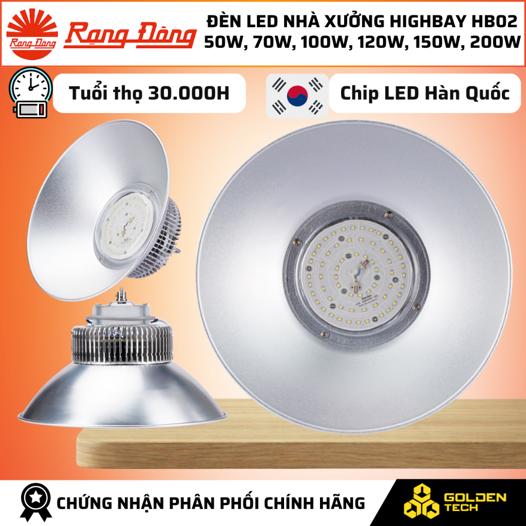 (Rạng Đông) Đèn Led Highbay Rạng Ánh sáng Trắng 6500K 50W, 70W, 100W, 120W, 150W, 200W HB02