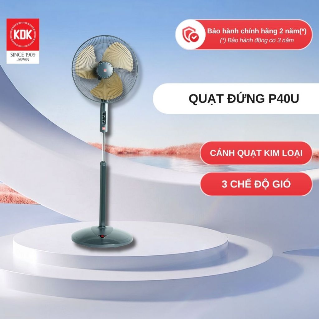 Quạt đứng KDK P40U cánh kim loại, 3 tốc độ gió, bảo hành chính hãng 24 tháng