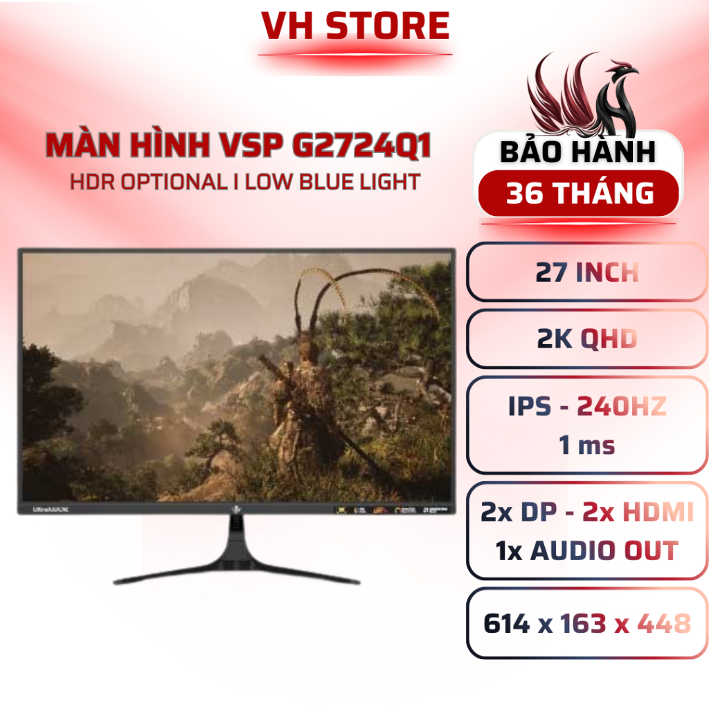 Màn Hình Gaming VSP G2724Q1 27" 2K IPS 240Hz 1ms - BẢO HÀNH 36 THÁNG - VHSTORE