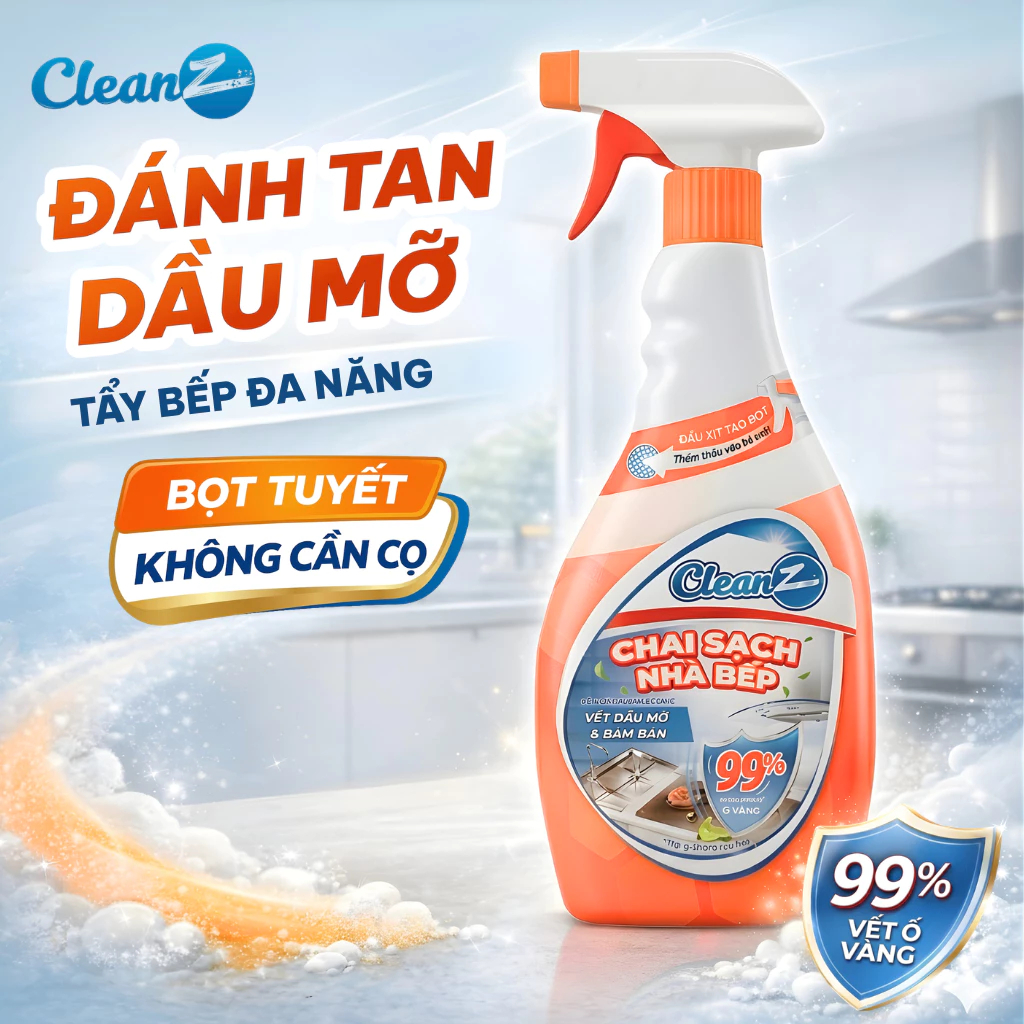 Chai Làm Sạch Nhà Bếp Đa Năng Cleanz 450ML (Đánh Tan Dầu Mỡ Ố Vàng)