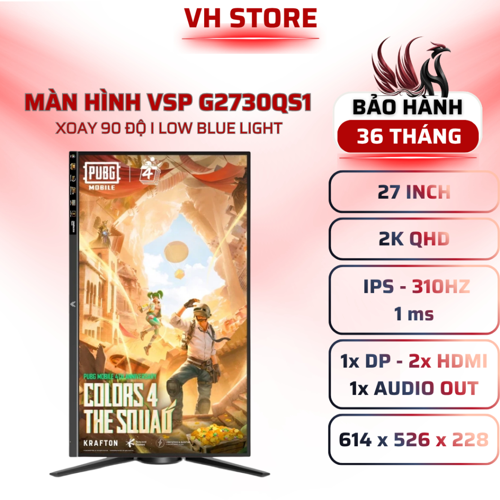 Màn Hình Gaming VSP G2730QS1 27" 2K IPS 310Hz 1ms (Xoay 90 độ ) - BẢO HÀNH 36 THÁNG - VHSTORE
