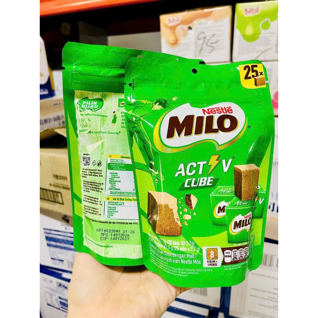 Gói 25 Viên MILO CUBE, hàng chính hãng NESTLE INDONESIA.