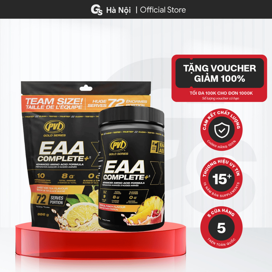 Bột điện giải phục hồi và phát triển cơ bắp PVL EAA Complete, duy trì năng lượng - Gymstore