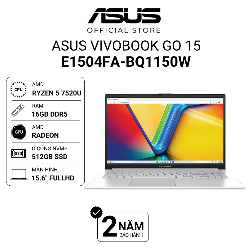 Laptop Asus Vivobook Go 15 E1504FA-BQ1150W Ryzen 5 7520U | 16GB | 512GB | Radeon | 15.6" FHD Win11