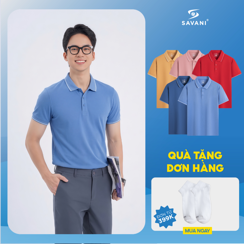 Áo Polo Nam SAVANI Trơn Cổ Viền Thanh Lịch, Áo Thun Nam Chất Liệu Thoáng Khí, Co Dãn Tốt MPU011S5
