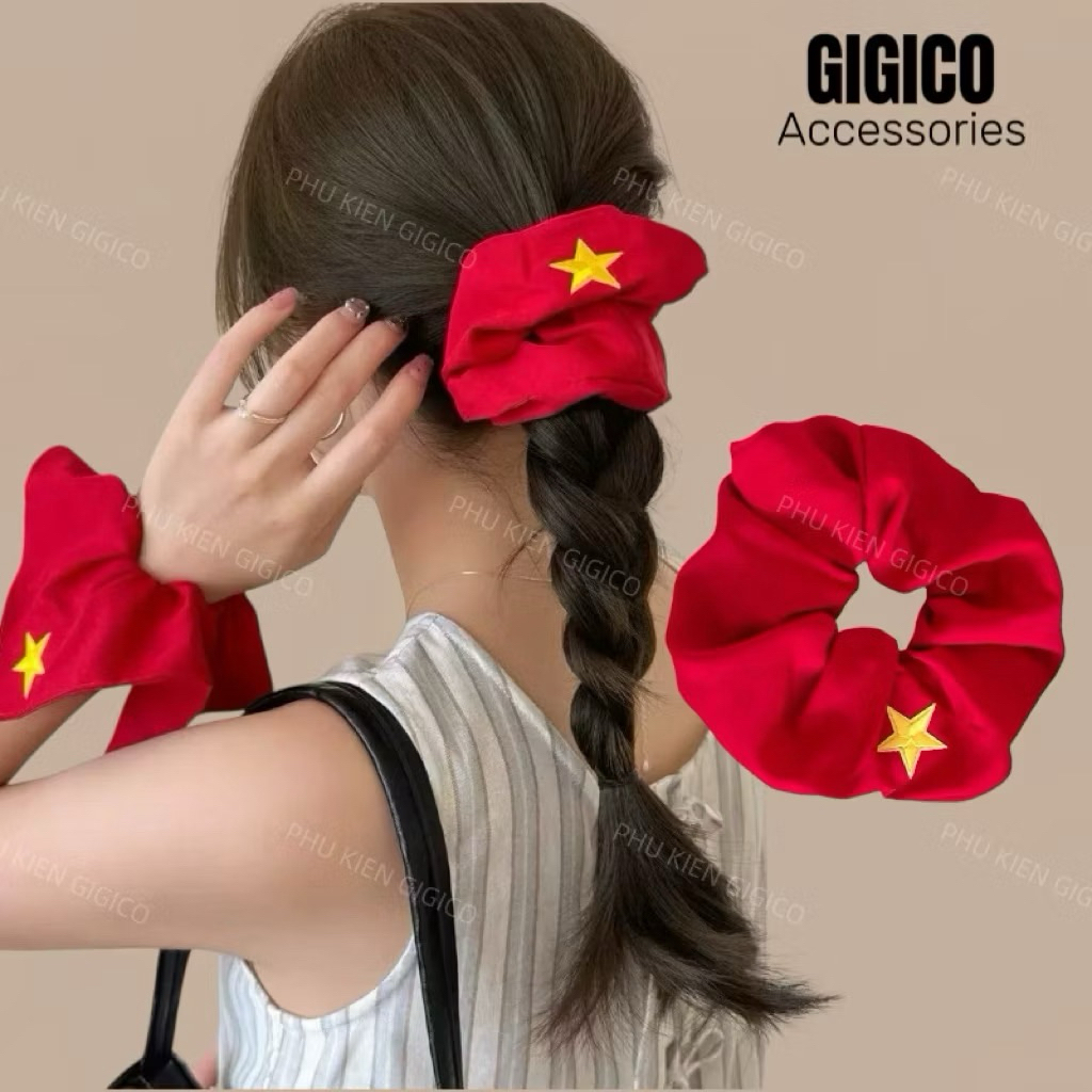 Scrunchies Cờ Đỏ Sao Vàng 🇻🇳 Scrunchies Đeo Tay Xinh Xắn Lễ 30/4 , 2/9✨