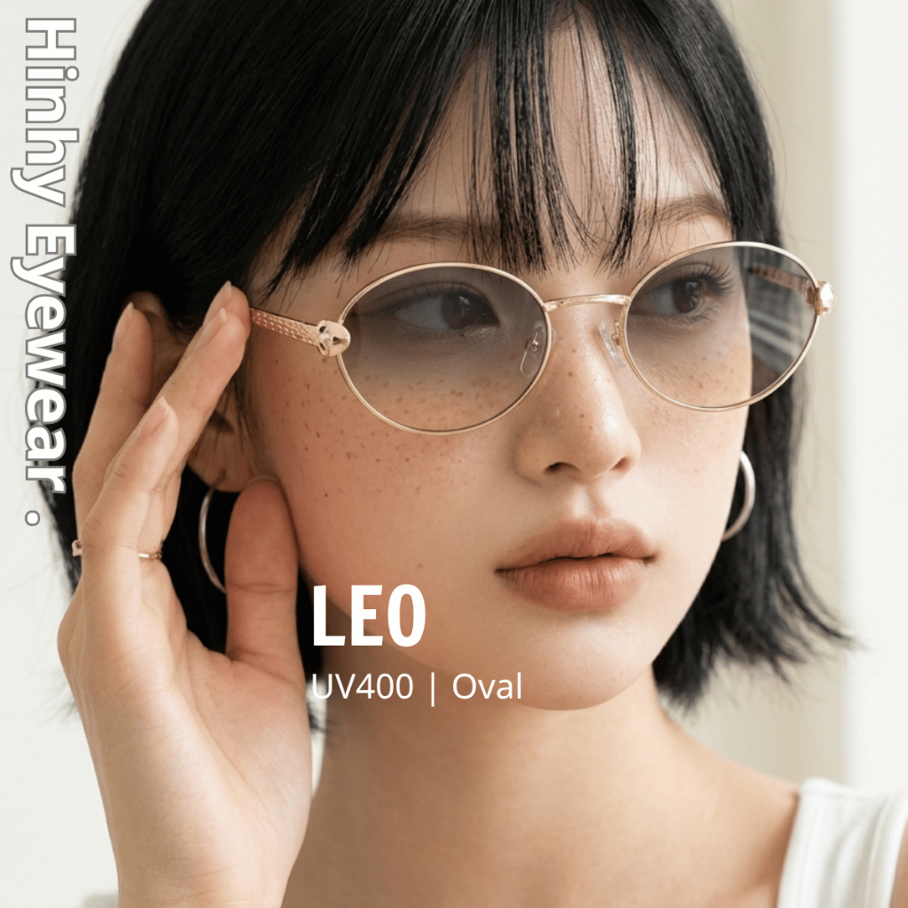 Kính mát oval kim loại màu ombre Tiệm Kính Hinhy [Hỗ trợ lắp cận râm] thời trang nữ Leo