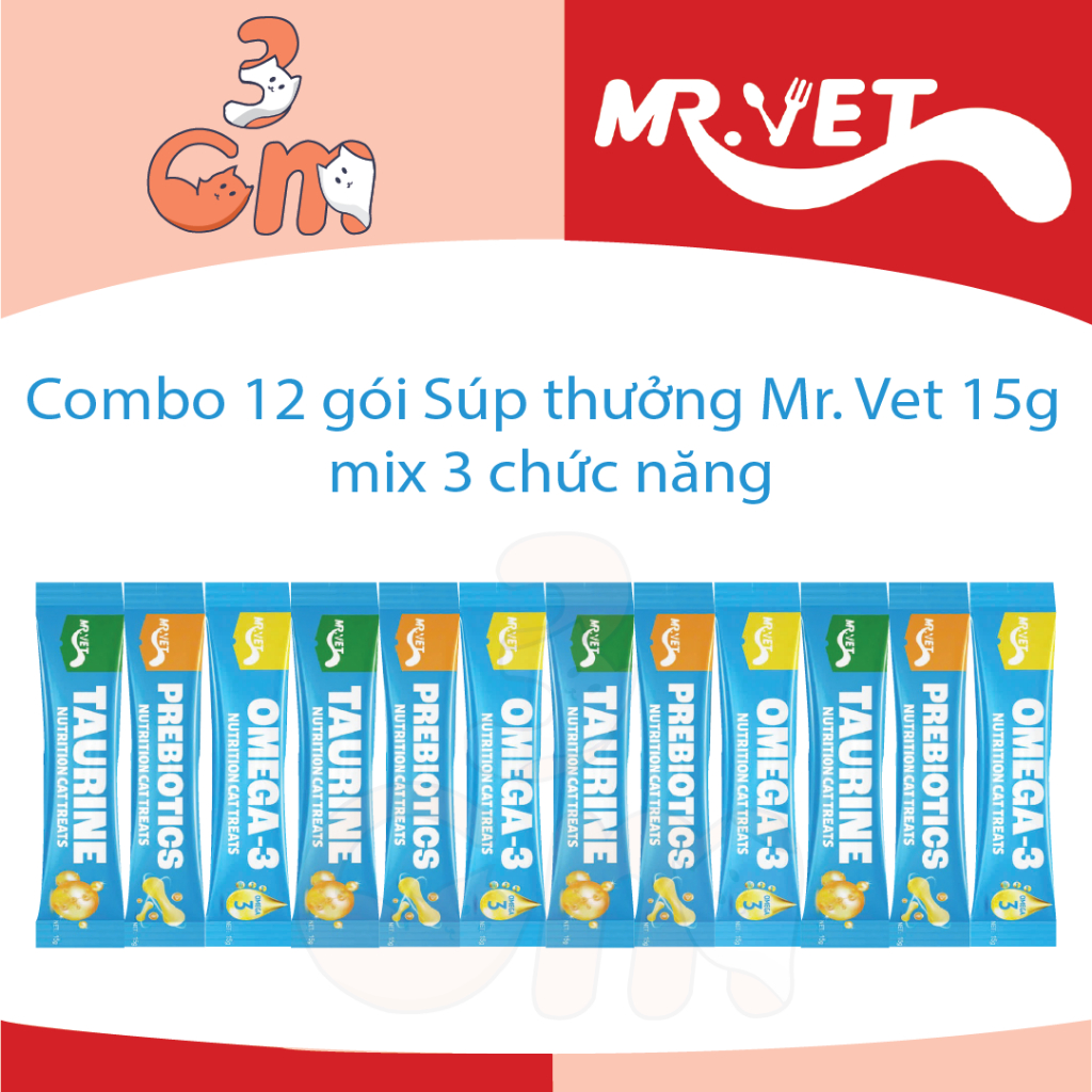 Súp thưởng Mr Vet/ Mr. Vet 15g mix 3 vị (omega-3, taurine, prebiotics)