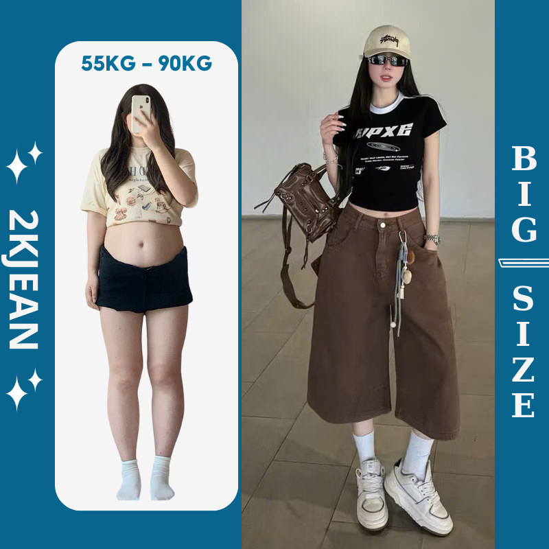 Quần lửng jean nữ trơn bigsize 55-85kg, quần ngố lửng trơn dài 65cm thời trang cao cấp QC65 2KJeans | BigBuy360 - bigbuy360.vn