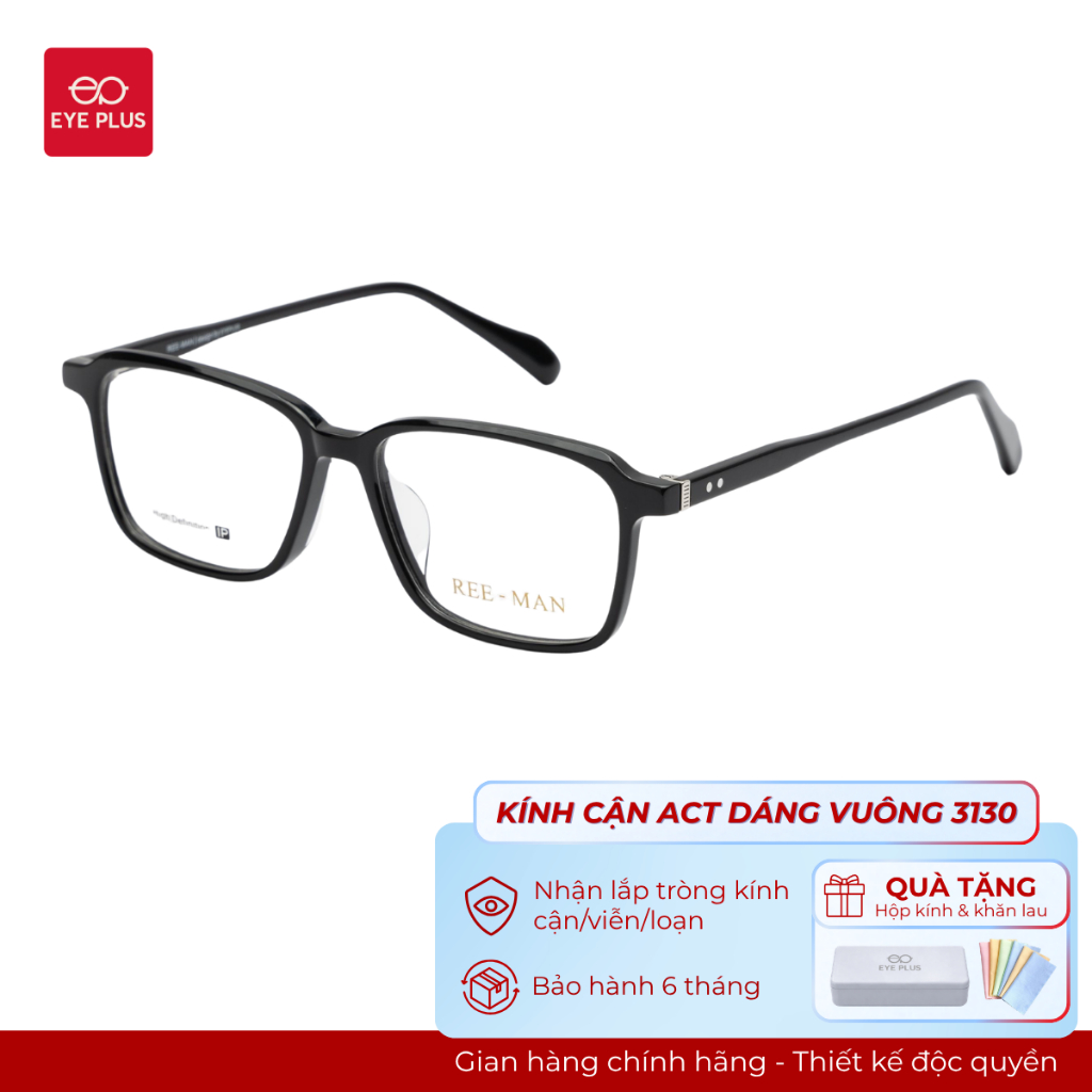 [RM] Kính Cận Dáng Vuông Nam Nữ Reeman 3130 Eye Plus Gọng Kính Nhựa Acetate Kiểu Dáng Thời Trang